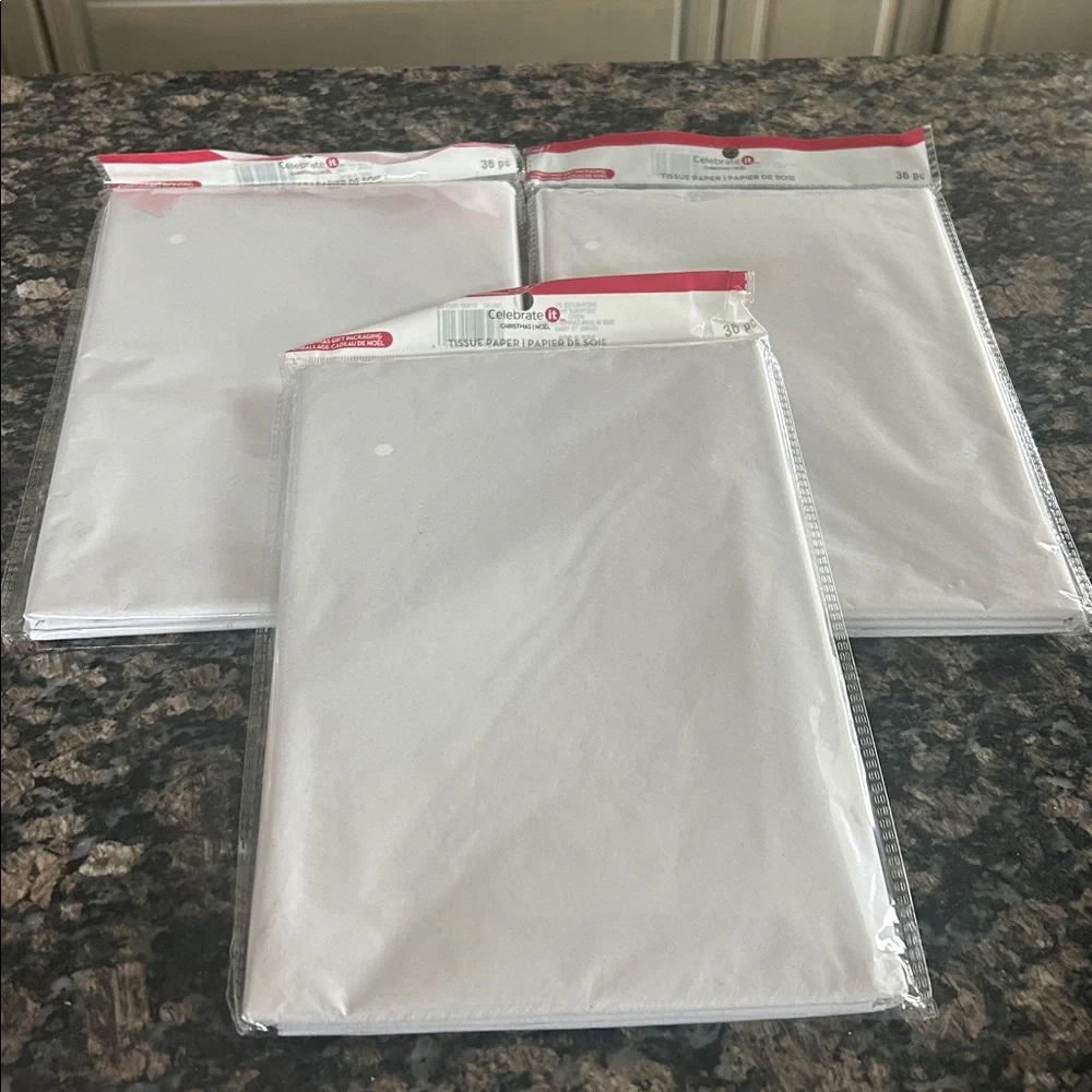 CELEBRATE IT WHITE TISSUE PAPER 108 SHEETS TOTAL 36PC LOT OF 3 NWT